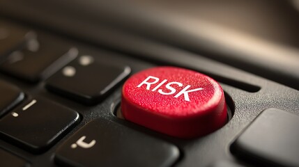 Keyboard risk mitigation button close-up represents business strategy management  
