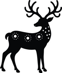 silhouette of a reindeer with decorated antlers 