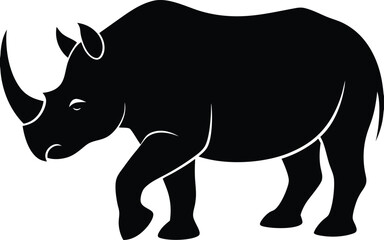 silhouette of a rhino walking on white background  