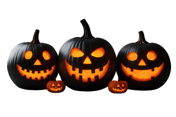 Halloween pumpkins isolated on transparent background PNG