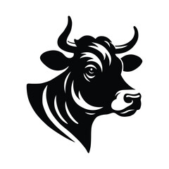 Cow Head Silhouette Vector Illustration White Background 