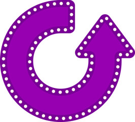 Circular graphic arrow in the shape of a circle, in the shape of a retro panel with circles of lamps around, to point and indicate information