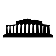 Obraz premium Parthenon Silhouette Depicting Ancient Greek Architecture and Classical Temple Design on White