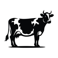 Cow Silhouette Vector Illustration White Background 