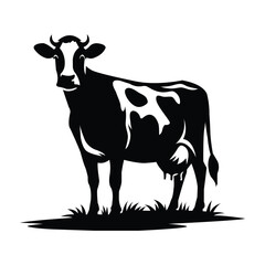 Cow Silhouette Vector Illustration White Background 
