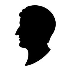 Silhouette of a man in profile with neatly styled hair viewed from the left