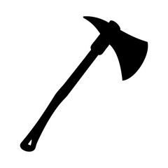 Silhouette of a fire axe, a tool of firefighters, on white background