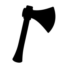 Silhouette image of a traditional axe against a white background