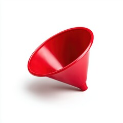 Bright red funnel tool isolated on white background