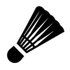 Isolated black silhouette of a badminton shuttlecock on a white background