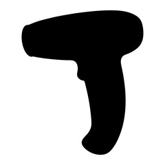 Fototapeta premium A black silhouette of a handheld barcode scanner on a white background