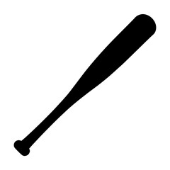 Black silhouette of a baseball bat on a white background illustration