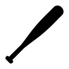 Black baseball bat silhouette on a white background for sports illustration