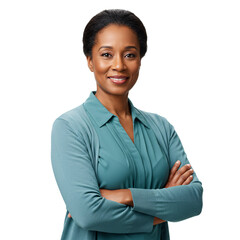 Proud Black Female Educator Smiling Gently Transparent Background