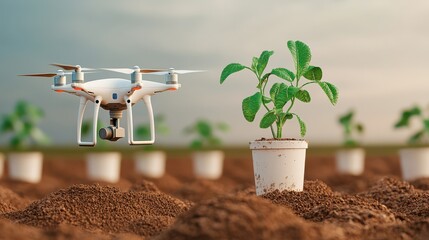 Autonomous ecodrones enhancing agriculture farmland image capture open field aerial view ai-powered innovation