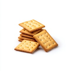 Stack of crackers isolated on white background