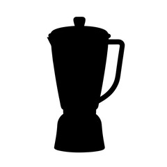 Silhouette of a blender with lid and handle on a white background