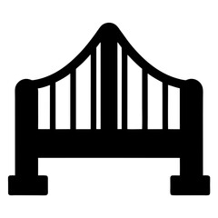 Elegant black silhouette of a park bench with curved back design