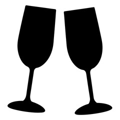 Elegant silhouette of two wine glasses clinking together in celebration and unity