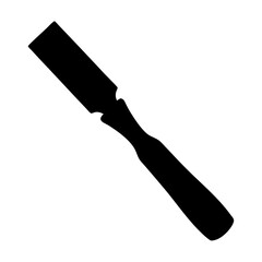 Silhouette of a woodworking chisel tool for carving wood on white background