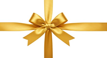 Fototapeta premium Golden Satin Bow: Elegant Gift Ribbon Design