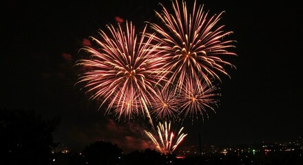 A vibrant display of fireworks illuminates the night sky with brilliant colors.