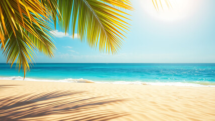 Tropical Beach Paradise Sun, Sand, and Palm Trees