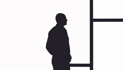 Thoughtful senior man gazing outside window, simplicity in reflection