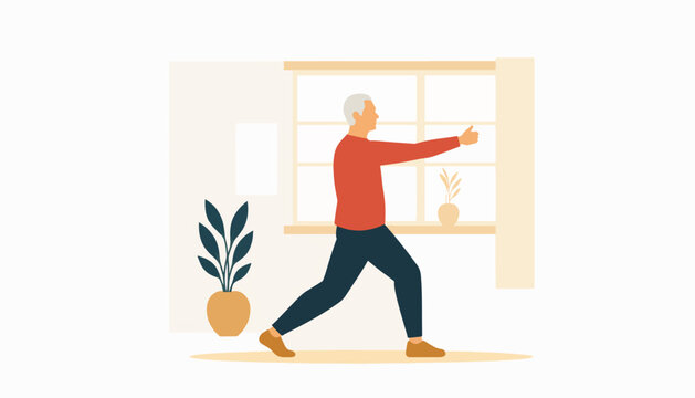 Senior man exercising indoors, promoting health and wellness