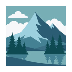 Obraz premium Winter Minimal Mountain Vector Snowcapped Peaks on White Background