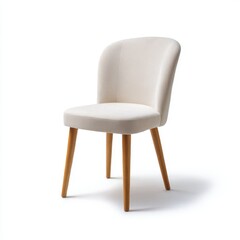 Elegant chair with wooden legs isolated on white background