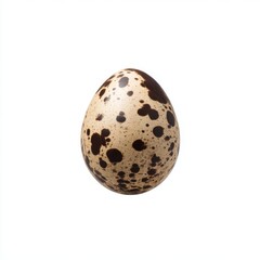 Speckled quail egg close up isolated on white background