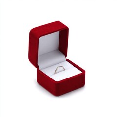 Ring in a red box, open isolated on white background