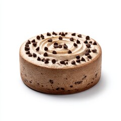 Chocolate chip cake dessert isolated on white background
