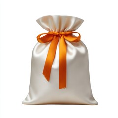Satin pouch with ribbon isolated on white background
