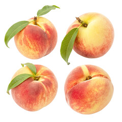 Fresh Peaches with Green Leaves – Juicy and Healthy Fruit Close-Up