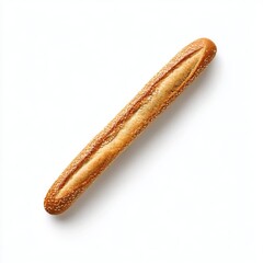 Baguette with seeds, top view isolated on white background