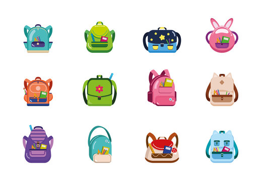 Colorful Educational Supplies Collection Illustration Set