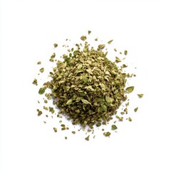 Pile of dried oregano herb isolated on white background
