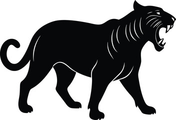 silhouette of a tiger roaring on white background .eps