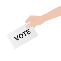Hand Holding Ballot Paper or Voting Paper. Election Concept. Vector Illustration.