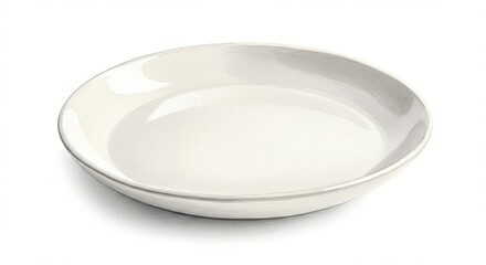 Elegant white plate, simple design, perfect for presenting culinary creations.