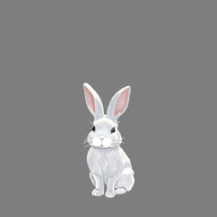 white rabbit on gray background