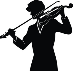 silhouette of a violinist playing violin 