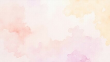 Obraz premium abstract watercolor background painting in pastel pink purple and orange cloudy colors with painted watercolor wash texture