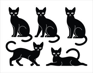 Fototapeta premium Commercial Ocicat Cat Vectors – Silhouette Icons