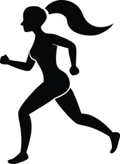 silhouette of a woman running with ponytail