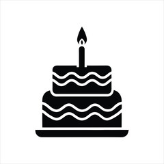  Black and White Birthday Cake Logo Vector
