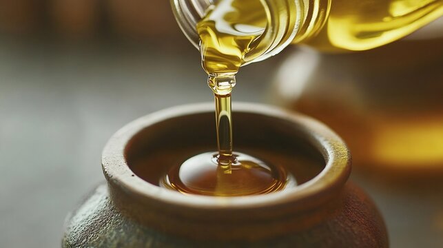 Essential oils being poured into burner for a rejuvenating aroma therapy session