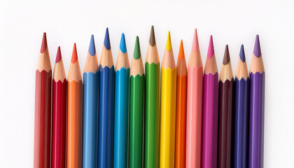 Fototapeta premium color pencils isolated on white background close up with clipping path beautiful color pencils color pencils for drawing rainbow color pencil and used as a background